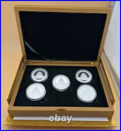 2010-2014, Five 1 oz China Panda Silver Coin Set in Beautiful Presentation Box