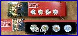 2010 Australia Chinese Lunar Year of the Tiger Silver 4-coin Type Set in box COA