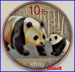2011 1oz. 999 Chinese Panda Colorised & Antique Finish Silver Coin Box & Coa