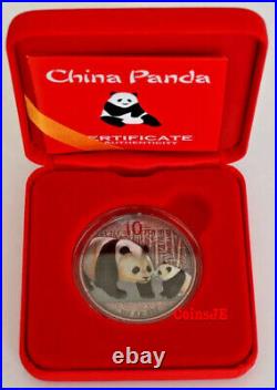 2011 1oz. 999 Chinese Panda Colorised & Antique Finish Silver Coin Box & Coa