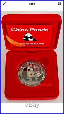 2011 Chinese Panda Antique Finish 1oz. 999 Silver Coin Box & Coa