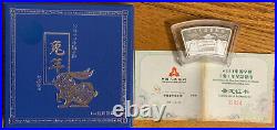 2011 Chinese Year of the Rabbit Fan Silver BU Coin w Box & COA