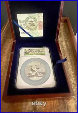 2014 China 5oz Silver Panda NGC PF70 Ultra Cameo In wooden display box with