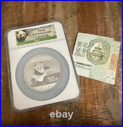 2014 China 5oz Silver Panda NGC PF70 Ultra Cameo In wooden display box with