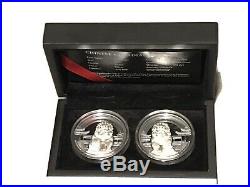 2017 Palau Chinese Guardian Lion Set of 2 Proof HR 2 oz Silver(4oz total) in box