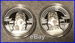 2017 Palau Chinese Guardian Lion Set of 2 Proof HR 2 oz Silver(4oz total) in box