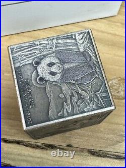 2019 China Panda Silver 20 ozs Cube 150th Anni. Limited mintage Withbox E688