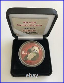 2020 Chinese Panda Colour & Antique Finish 1oz. 999 Silver Coin Box & Coa