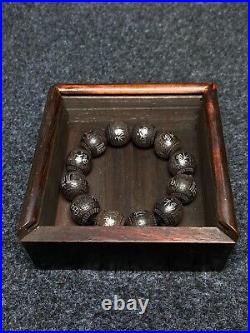 20MM Old Chinese Collected agarwood silver silk bracelet/Pear wood pearl box