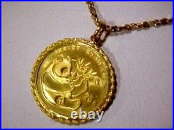 25 Yuan Chinese Panda Coin Pendant 14K Yellow Gold Plated Without Stone