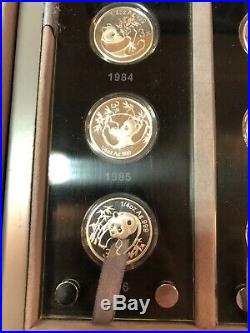 25th Anniversary Silver Chinese Panda 1/4 oz Silver 1982-2007 Large Box Set Coin