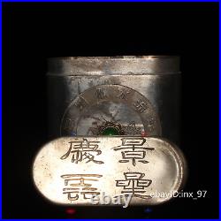 3.2 China collection Pure copper Silver-plated tobacco box with gems