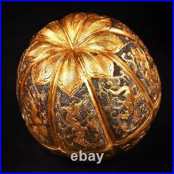 3.2 Chinese antique Tang dynasty Sterling Silver Gilding Pumpkin box