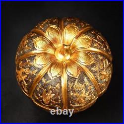 3.2 Chinese antique Tang dynasty Sterling Silver Gilding Pumpkin box