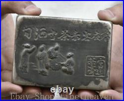 3.8 Old Chinese Silver Dynasty Palace Old Man Play Chess Word Jewelry Box