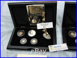 3 Rare China Chinese Unicorn Gold & Silver Proof Sets'94 &'96 w. Boxes COA