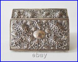 320 Gr. Antique Chinese Export Silver Box Signed Luenwo Shanghai Qing Dynasty