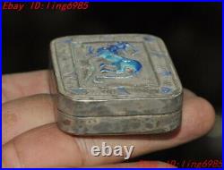 36g Sterling silver Chinese Ancient Feng Shui beast statue box Jewelry Box