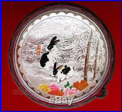 38 Excellent Chinese Lunar Zodiac Year of the Rabbit Colored Silver Coins WithBox