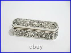 4 3/8 in Sterling Silver Antique Chinese Dragons Plum Blossom Box