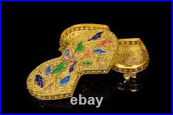4.8'' Old Chinese Tibetan silver 24K Gold Gilt Jewelry Box Sterling silver Box