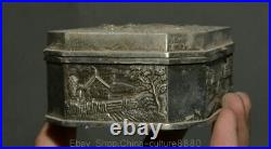 4 Antique Old Chinese Dynasty Palace Silver Beautiful Woman Jewelry Box