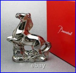 $400 Baccarat Silver Crystal 5 Horse Chinese Zodiac Stallion New In Box 2804699