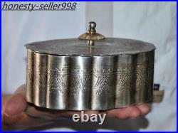6.2'' Chinese Ancient Tibetan silver pattern statue Jewelry Box Storage Box Box