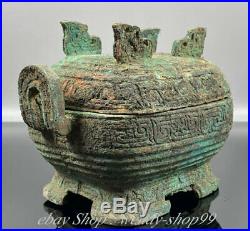 6 Ancient Chinese Bronze Ware Shang Dynasty Dragon Phoenix Food vessels Box