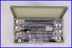 6-Sterling Silver Ice Tea Spoon Straw Set Japanese Chinese Bamboo withCharms withBox