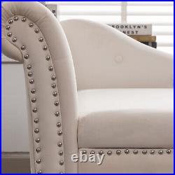 60L Velvet Chaise Lounge Chair, Indoor Upholstered Chaise Lounge with Storage