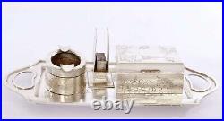 627 Gram Chinese Solid Silver Tobacco Smoking Set Bird Plum Flower