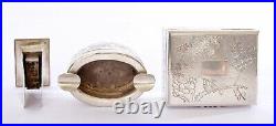 627 Gram Chinese Solid Silver Tobacco Smoking Set Bird Plum Flower