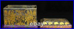 7.6 Antique Old Chinese Silver Copper 24K Gilt Dynasty Palace Flower Box