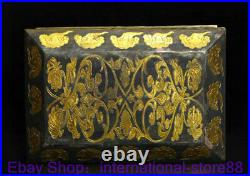 7.6 Antique Old Chinese Silver Copper 24K Gilt Dynasty Palace Flower Box