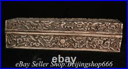7.8 Marked Old Chinese Silver Dynasty Storage Dragon Box Statue