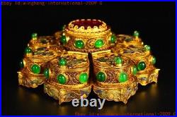 7.8Ancient Chinese dynasty silver filigree inlay gem storage box Jewelry Box