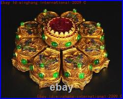 7.8Ancient Chinese dynasty silver filigree inlay gem storage box Jewelry Box