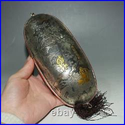 8.2 old Chinese dynasty Tibetan Silver gilt Matsushita old man glasses box