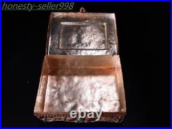 8.4 Chinese silver filigree turquoise gem Tibetan silver Jewelry Box Box statue