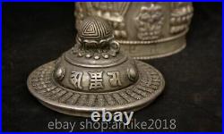 8.4 Marked Chinese Silver Dynasty Sakyamuni Buddha Pen container Box