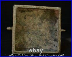 9.6 Ancient Chinese Bronze ware Silver Dynasty Dragon Box Tray Plate Statue