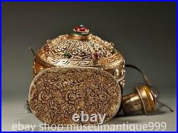 9.8 Old Chinese Silver Inlay Beeswax Inlay Gem Dynasty snuff box Bottle