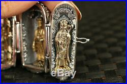 925 silver carved buddha kwan-yin statue figure box pendant netsuke