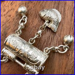 999 Silver Antique Chinese Prayer Scroll Box Necklace Handmade/ Fish 18