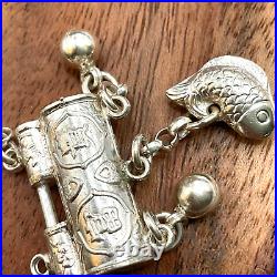 999 Silver Antique Chinese Prayer Scroll Box Necklace Handmade/ Fish 18