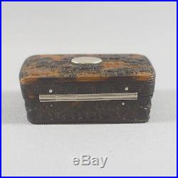 A Chinese Canton Carved & Silver Overlaid Snuff Box 19th Century