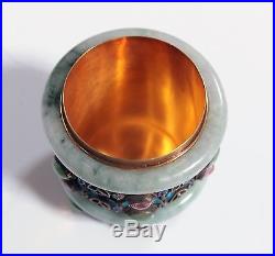 A Chinese Silver Box Inlay Tourmaline Jadeite Decorated Two Jadeite Bangles