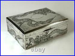 A Chinese export silver cigarette box