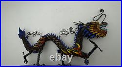 A Fabulous Vintage Chinese Filigree Sterling Silver & Enamel Dragon Sculpture